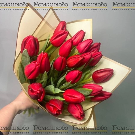 Букет из 21 красного тюльпана за 4 700 - «Ромашково» в Красноярске