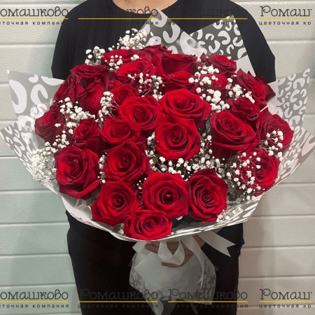 Букет из розы «Красное и белое»