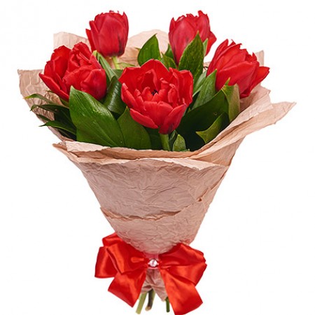 Букет из красных тюльпанов за 1 260 - «Ромашково» в Красноярске