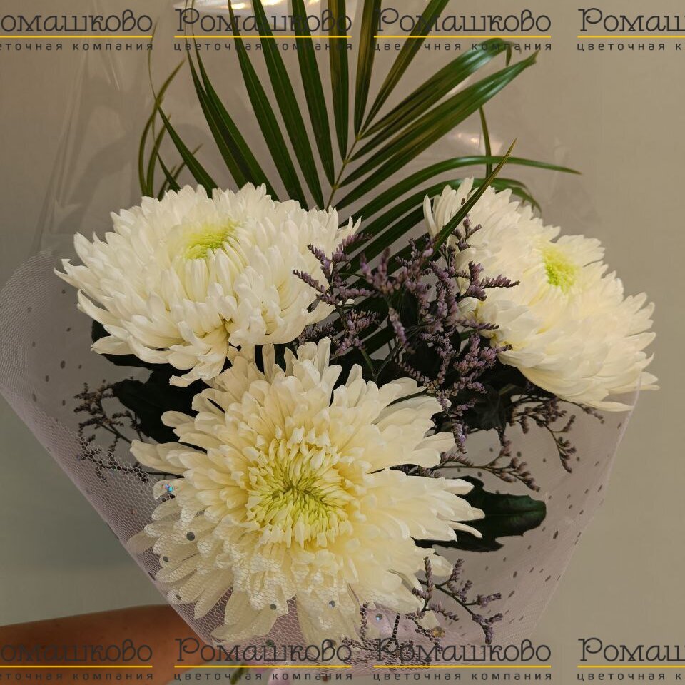 Букет из белых хризантем «Принцесса»
