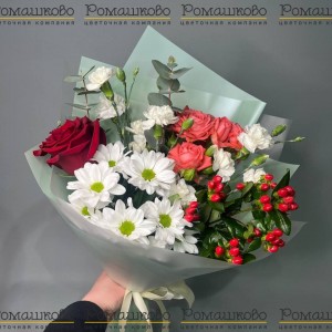 Превью Букет из хризантем «Закат солнца»