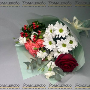 Превью Букет из хризантем «Закат солнца»