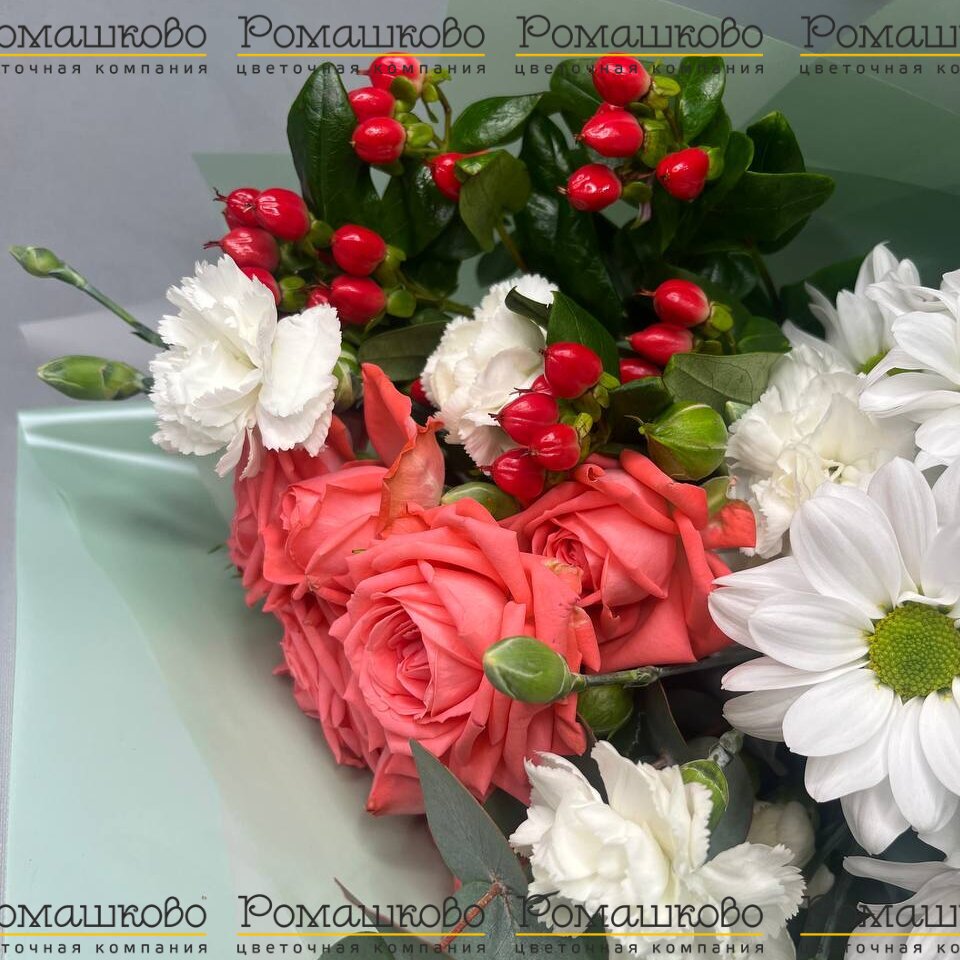 Букет из хризантем «Закат солнца»