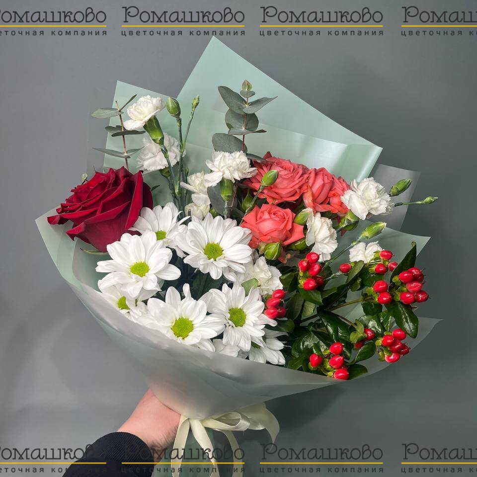 Букет из хризантем «Закат солнца»