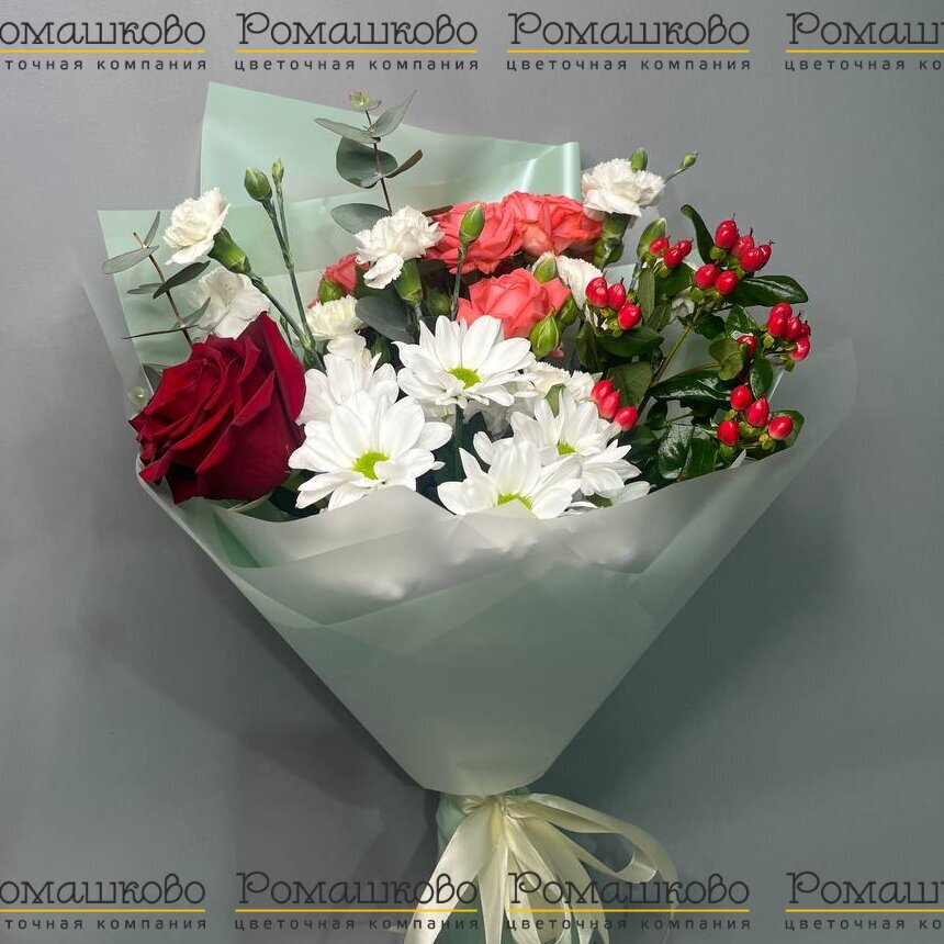 Букет из хризантем «Закат солнца»