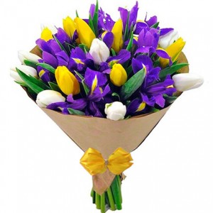 Превью Букет из тюльпанов «Калейдоскоп»