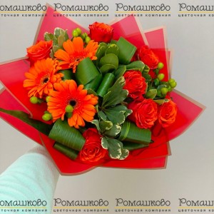 Превью Букет из гербер «Заводной апельсин»