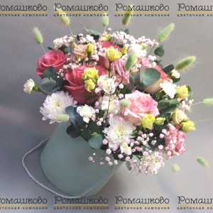 Превью Шляпная коробка цветов с цветами «Кокетка»