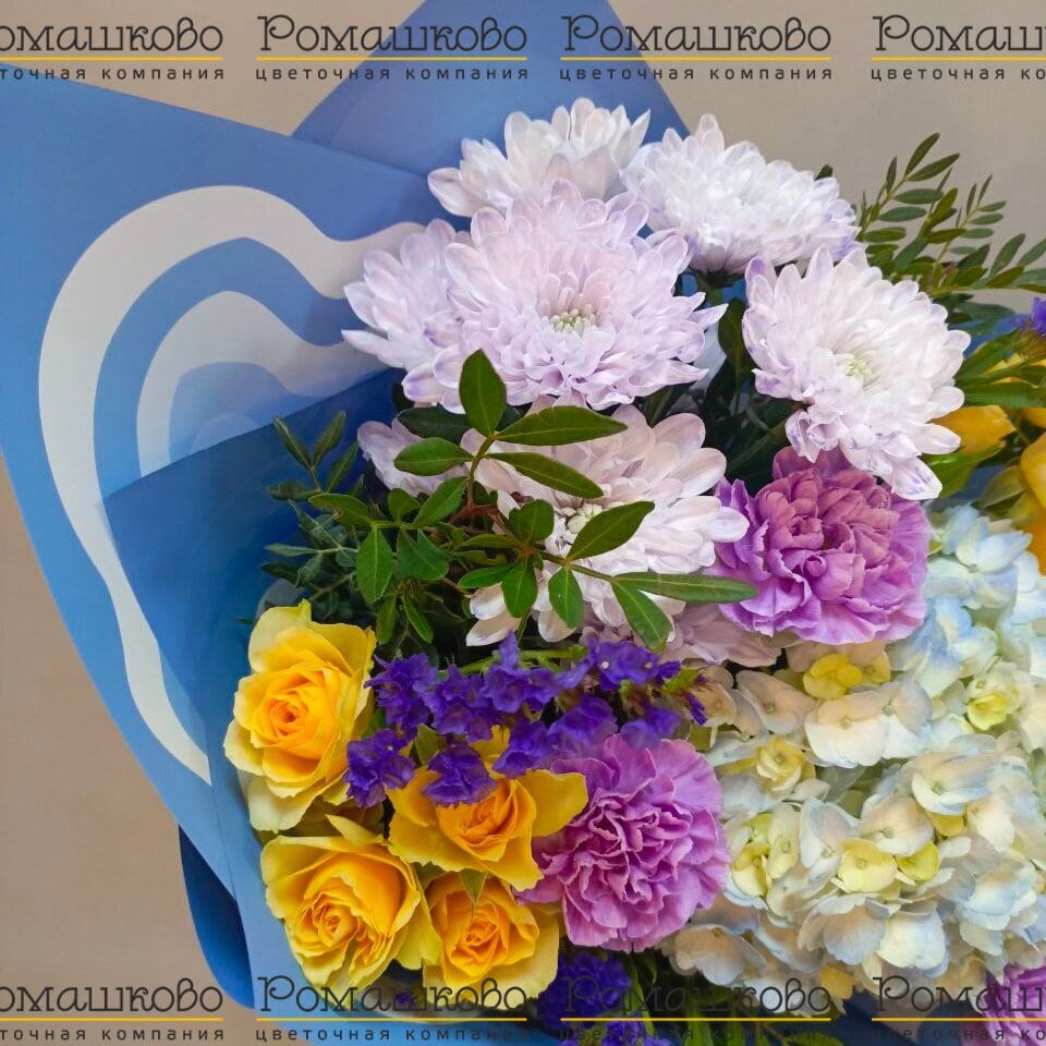 Букет из гортензий «Голубое небо»