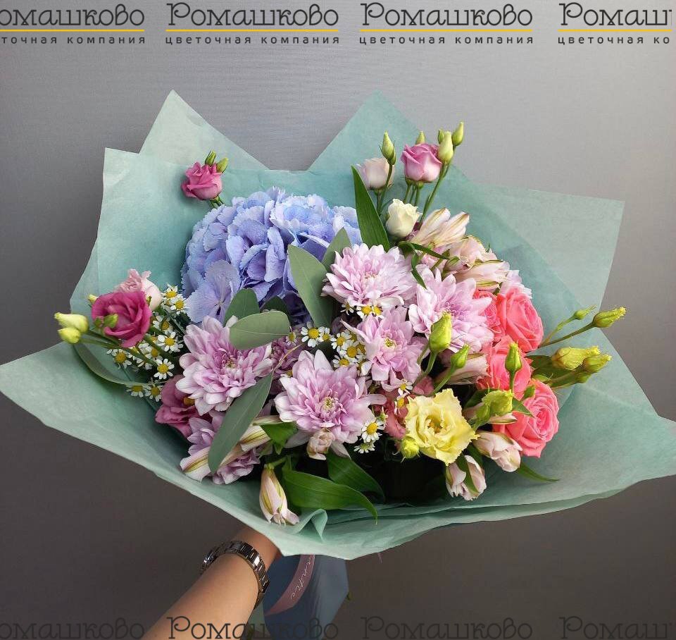 Букет из гортензий «Индиго»