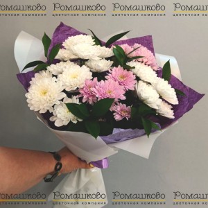 Превью Букет из хризантем «Люби сердцем»