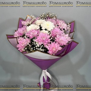 Превью Букет из хризантем «В центре внимания»