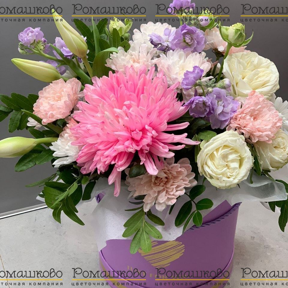 Шляпная коробка с цветами «Салют»