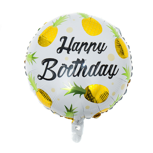 Воздушный шар «Happy Birthday ананасы»