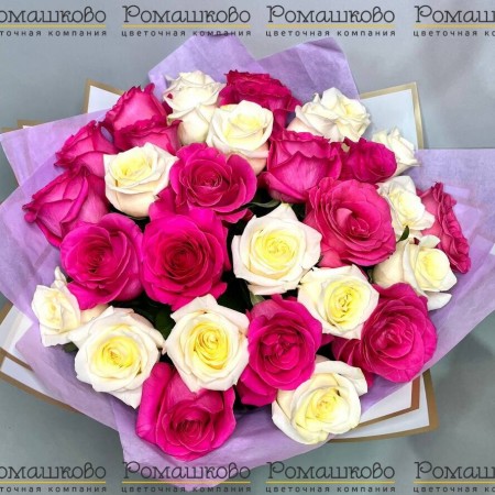 Букет из 31 бело-розовой розы (50 см) за 8 830 - «Ромашково» в Красноярске