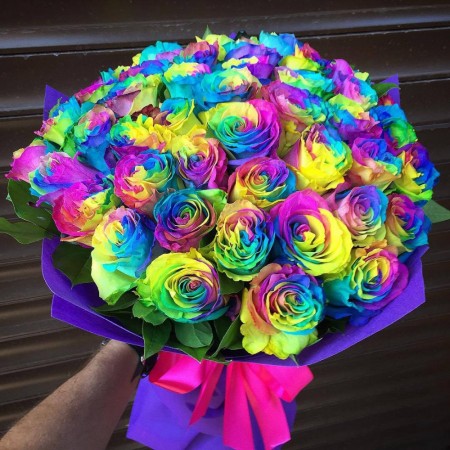 Букет из 51 радужной розы (70см) за 21 530 - «Ромашково» в Красноярске