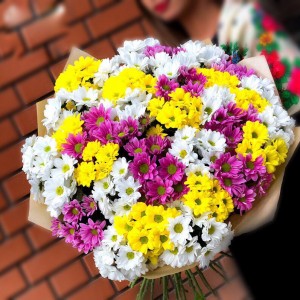 Превью Букет из 29 кустовых хризантем