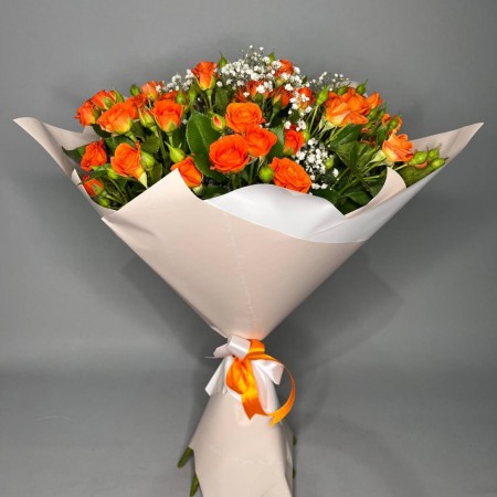Букет из 11 оранжевых кустовых роз за 5 460 - «Ромашково» в Красноярске