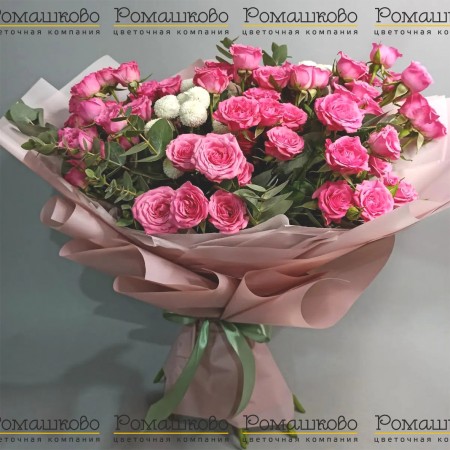 Букет из 11 розовых кустовых роз за 5 930 - «Ромашково» в Красноярске