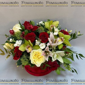 Превью Шляпная коробка цветов «Жемчужина красоты»