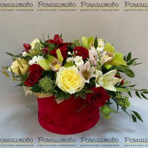 Превью Шляпная коробка цветов «Жемчужина красоты»