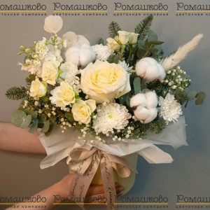 Превью Шляпная коробка цветов «Зимнее серебро»