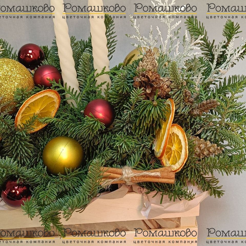 Новогодняя композиции с апельсинами