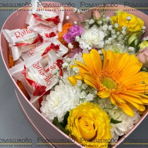 Превью Шляпная коробка с цветами «Улыбка солнца»