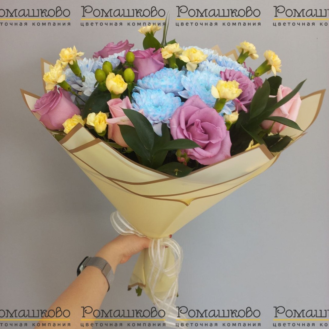 Букет из хризантем «Заря над полями»