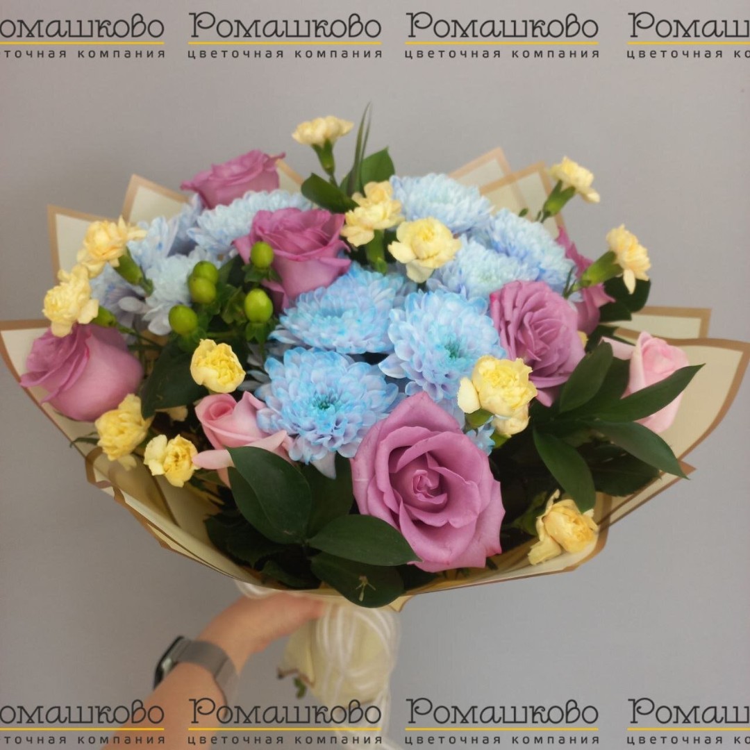 Букет из хризантем «Заря над полями»