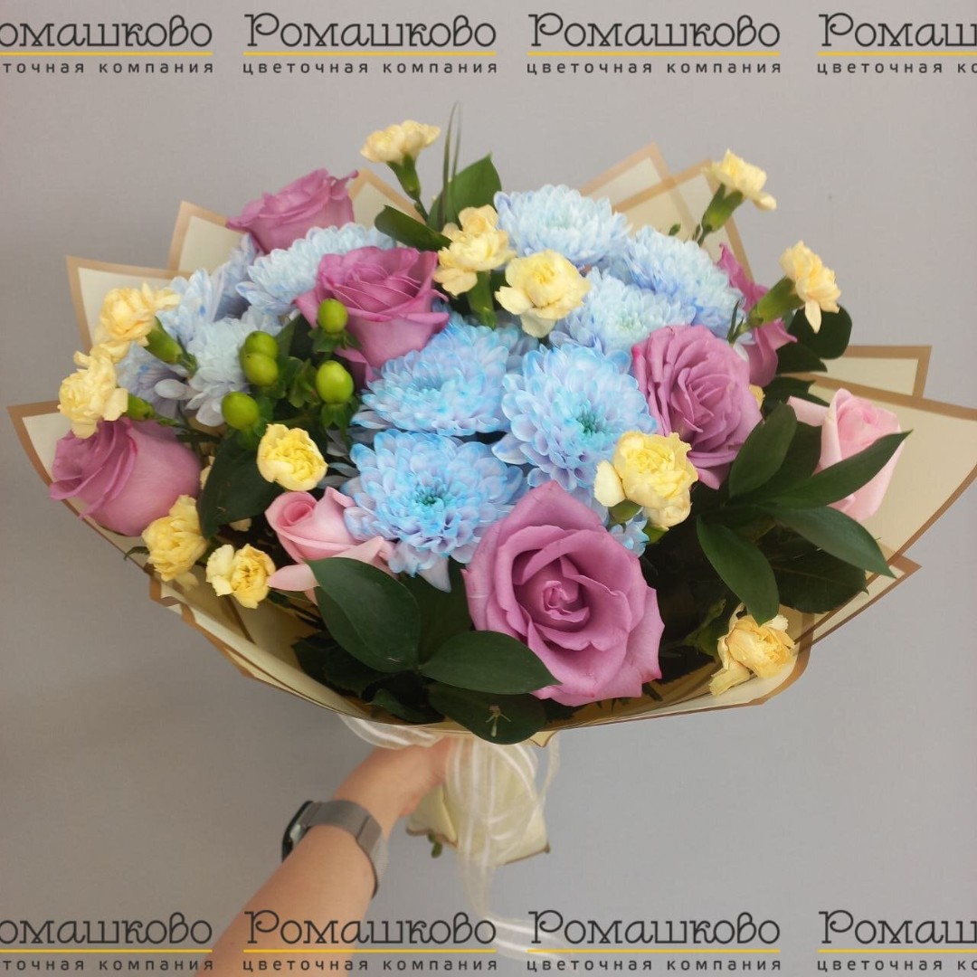 Букет из хризантем «Заря над полями»