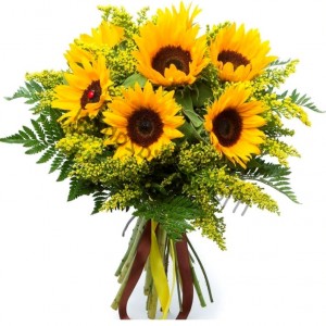Превью Букет из 7 подсолнухов «Дуэт»
