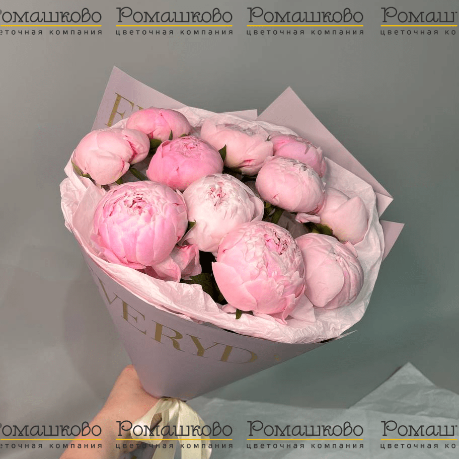 Букет из 11 Розовых Пионов «Нежный вздох»