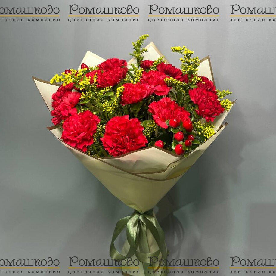 Букет из гвоздик «Алые сердца»