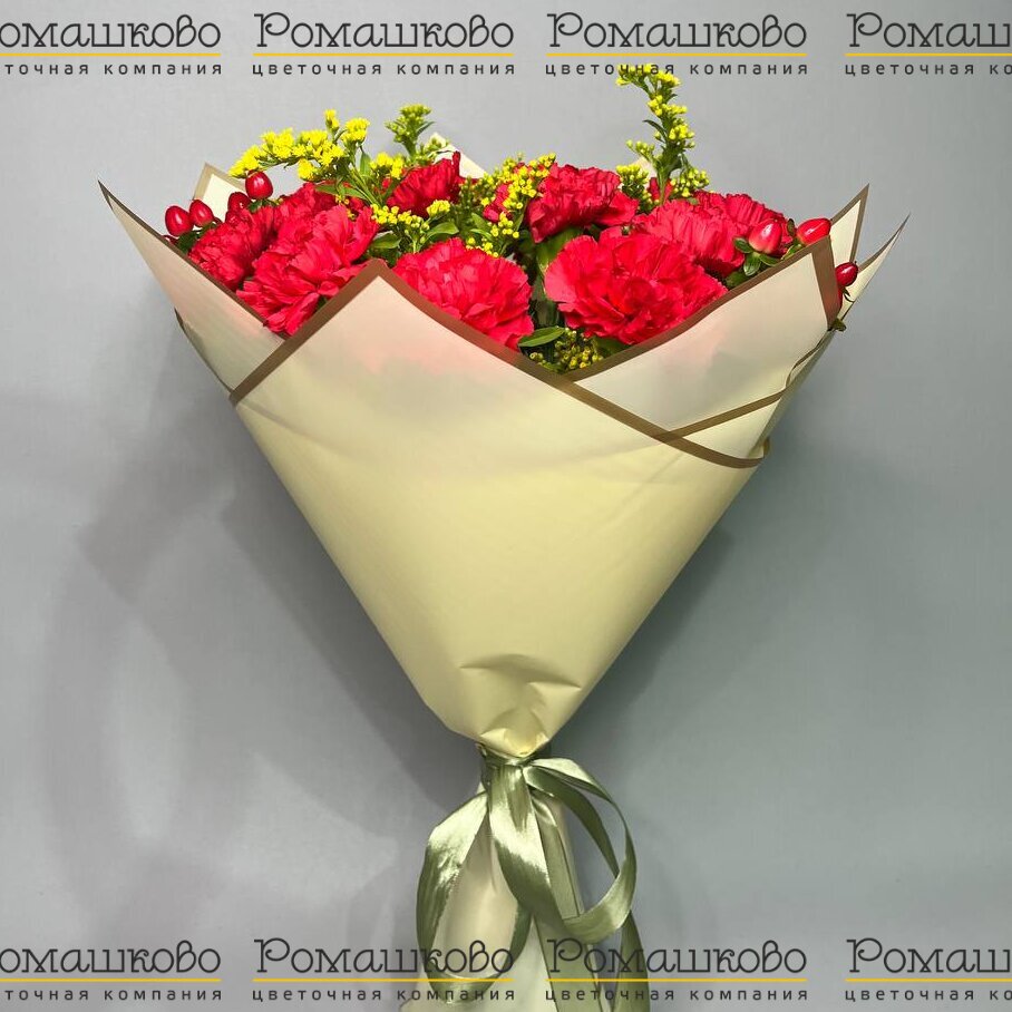 Букет из гвоздик «Алые сердца»