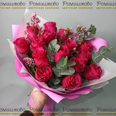 Букет из 17 малиновых роз за 5 650 - «Ромашково» в Красноярске