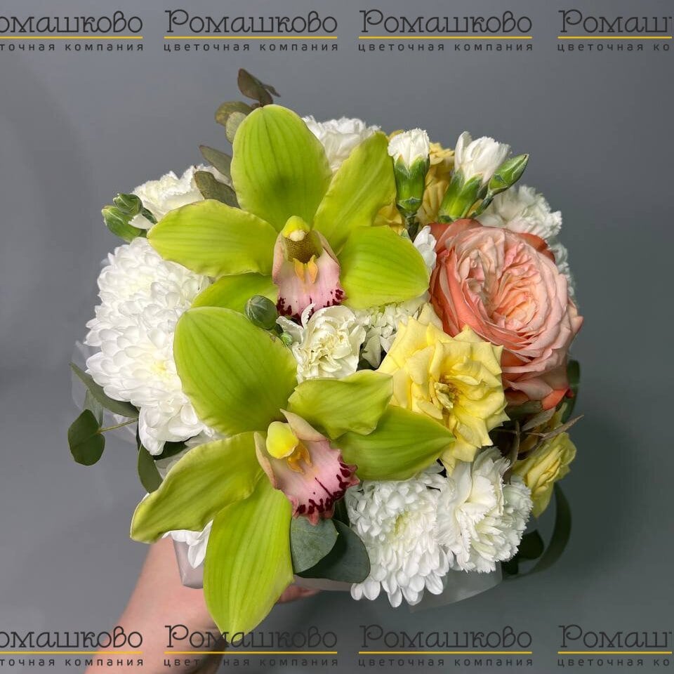 Шляпная коробка цветов с цветами «Цветочный рейс»