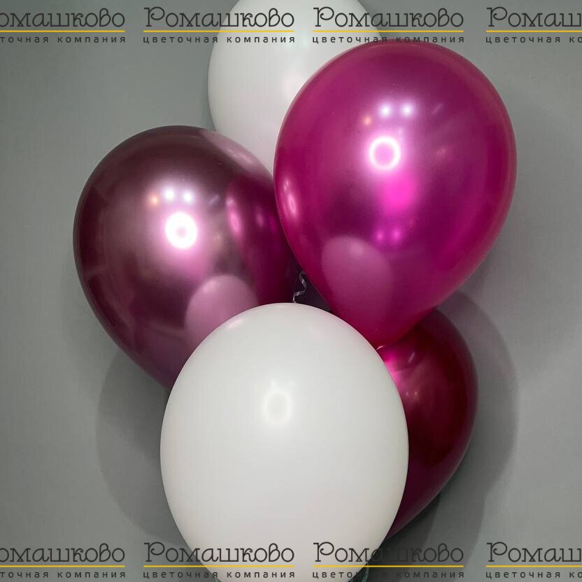 5 бело-розовых шаров