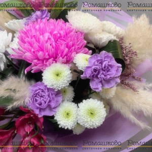Превью Букет из хризантем «Сиреневый звон»