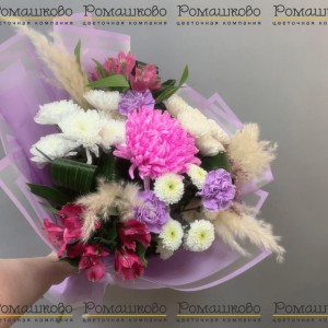 Превью Букет из хризантем «Сиреневый звон»