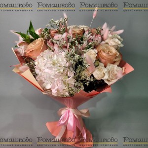 Превью Букет из гортензий «Персиковый сон»