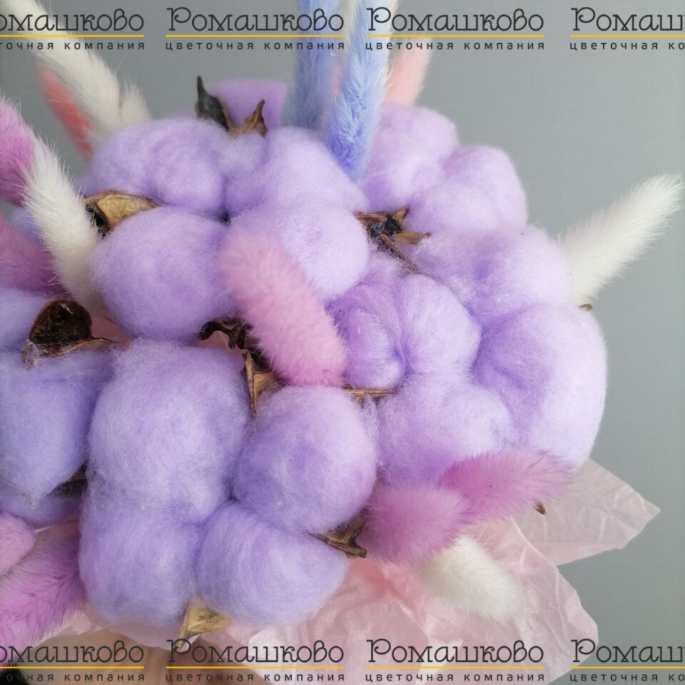 Стаканчик из сухоцветов «Хлопковая радуга»