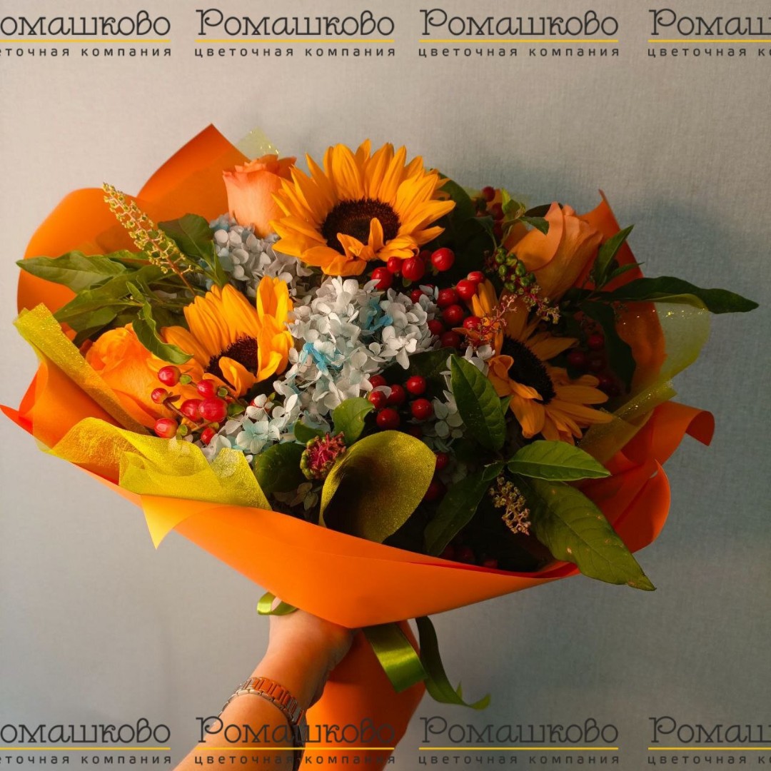 Букет из подсолнухов «Яркое солнце»