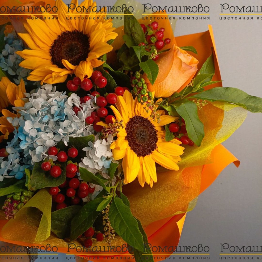 Букет из подсолнухов «Яркое солнце»