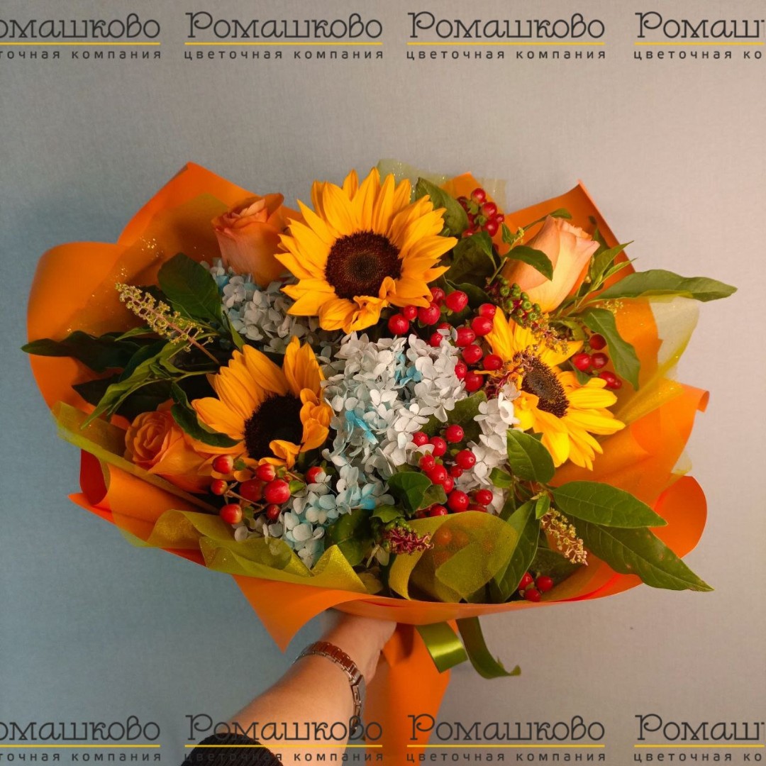 Букет из подсолнухов «Яркое солнце»