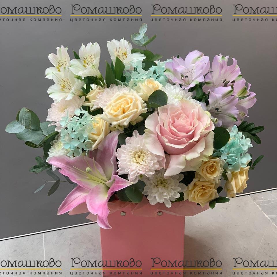 Шляпная коробка с цветами «Магия цветов»