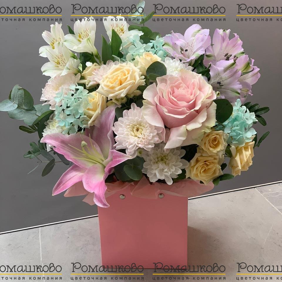 Шляпная коробка с цветами «Магия цветов»