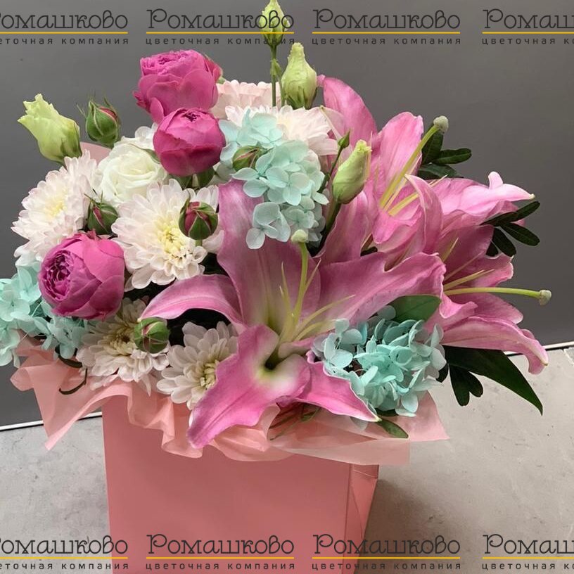 Шляпная коробка с цветами «Цветы для сердца»