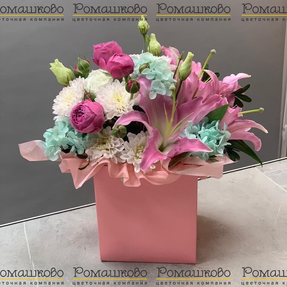 Шляпная коробка с цветами «Цветы для сердца»