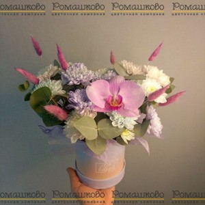 Превью Шляпная коробка с цветами «Акварель»